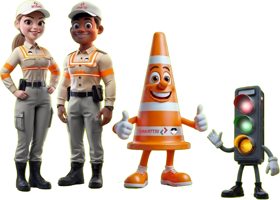 Mascotes da campanha de educação para o trânsito